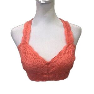 Intimately Free People Size L coral colored lace bralette. Sexy comfy lacy